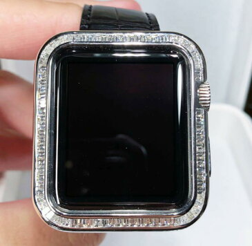 【新同品】apple アップル iwatch　18Kホワイトゴールド　アフタバケットダイヤモンド　メンズ　腕時計　メンズ【送料・代引手数料無料】