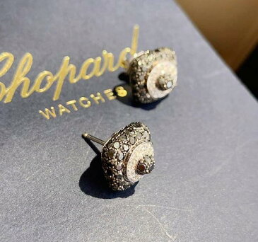【新品】Chopard ショパール　HAPPY DIAMONDS　18Kホワイトゴールド ダイヤモンドイヤリング 833651-1001 （18kWG 8.2g/ブラックダイヤ3.21ct/ダイヤ0.24ct）