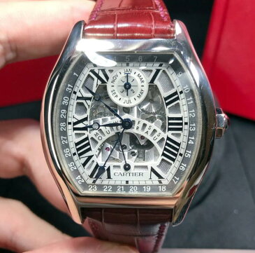 【中古美品】cartier カルティエ　トーチュ パーぺチュアル カレンダーW1580048　18kホワイトゴールド　スケルトン　　メンズ　腕時計　watch　　【送料・代引き無料】