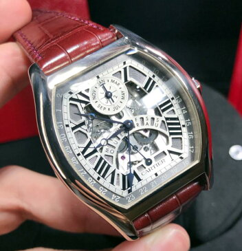 【中古美品】cartier カルティエ　トーチュ パーぺチュアル カレンダーW1580048　18kホワイトゴールド　スケルトン　　メンズ　腕時計　watch　　【送料・代引き無料】