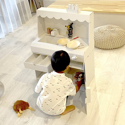 おままごとキッチン おままごと ダンボール ままごと キッチン 白3点セット 冷蔵庫 レンジ 2歳 誕生日プレゼント 3歳 おままごとセット ままごとキッチン キッチンセット 段ボール 段ボールキッチン 木製 女の子 男の子 女 誕生日 ikea クリスマス - Image 2