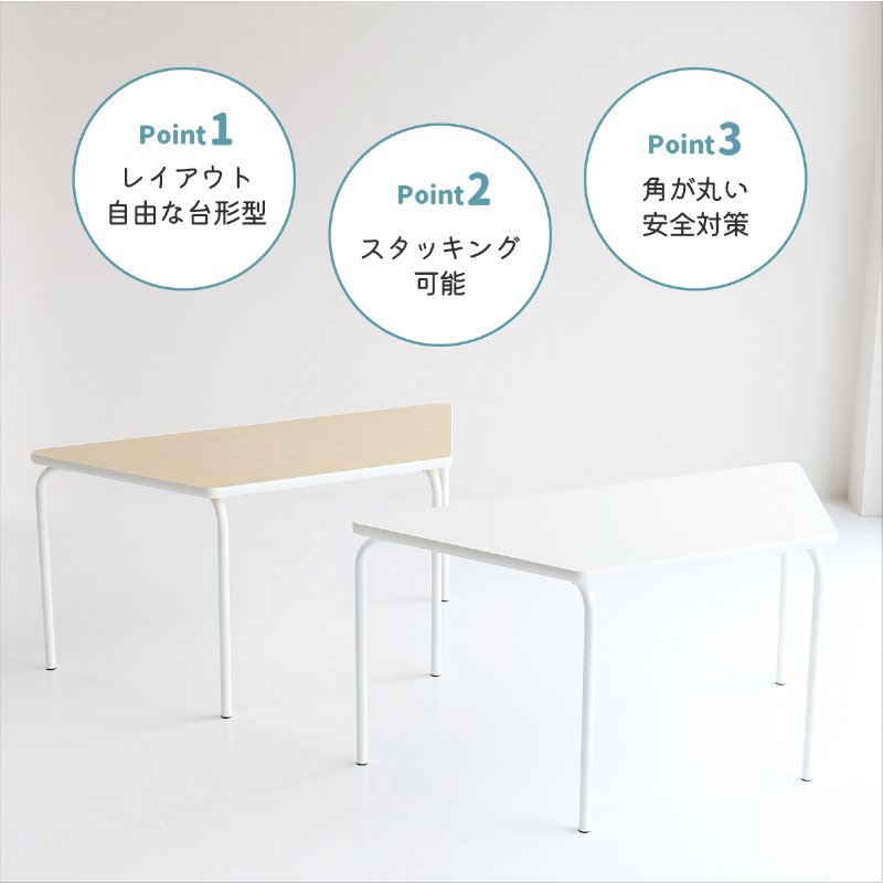 【安心の上場企業】 市場 PLETO Unit Table 1200 様々な組み合わせができる 台形型テーブル PLT-3722WH ホワイト 組立品 【代引・日時指定・キャンセル不可・北海道沖縄離島配送不可】-FK- [3]