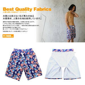 水着メンズビーチパンツトランクスハーフパンツヤシ柄カジュアルmen’sM/L/LL2016新作大きいサイズありコンビニ受取対応商品通販送料無料短パンサーフパンツ水濡れOK素材楽天