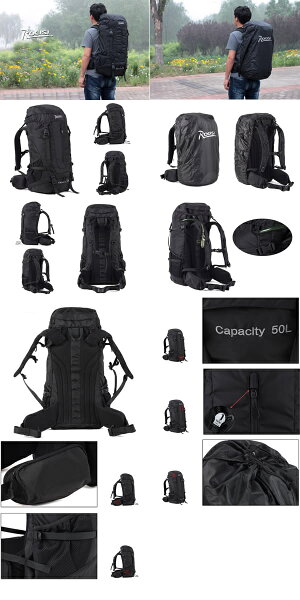 ●あす楽対応●50L軍用リュックサック、正規軍用品、レインカッパ付き、登山遠足用、ハイキング用Rucksack、持ち手調節可アウトドアリュック、大容量キャンプバッグ、PC入りのスペース付き、SAバックシステム
