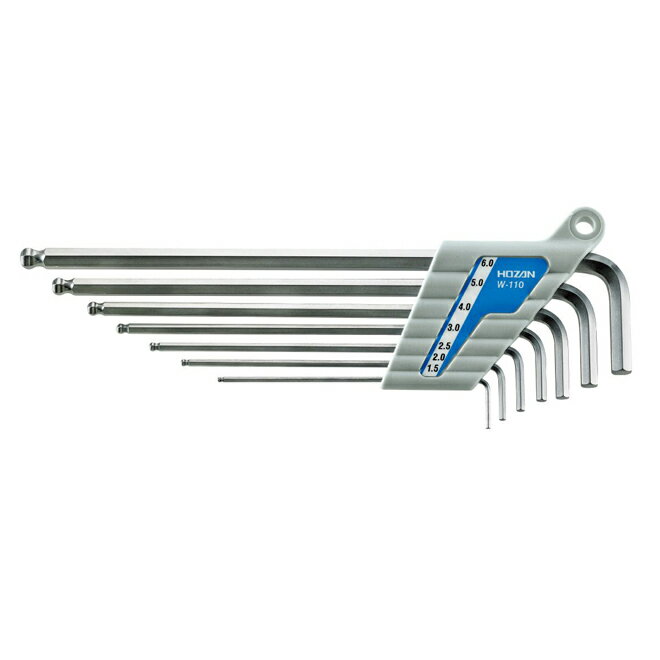 ホーザン(HOZAN) ボールポイントレンチセット ハードクロムメッキ 対辺サイズ 1.5/2/2.5/3/4/5/6mm W-110