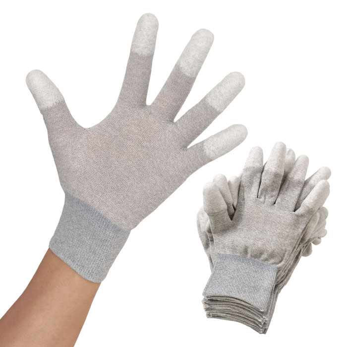 ホーザン(HOZAN) ESDグローブ 導電性手袋 静電気対策手袋 タブレット・スマホ対応 指先コート 10双入 サイズL F-66-L