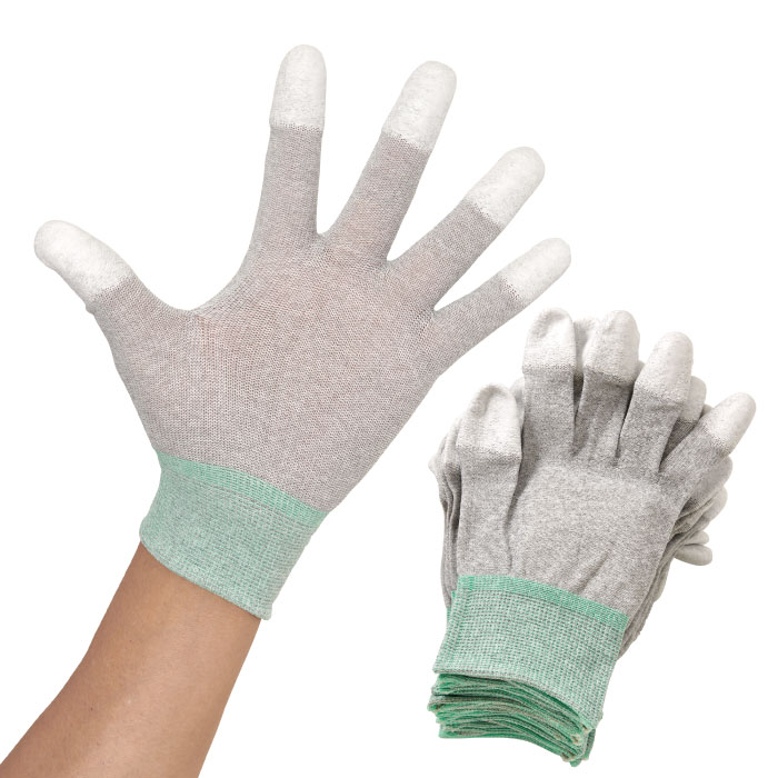 ホーザン(HOZAN) ESDグローブ 導電性手袋 静電気対策手袋 タブレット・スマホ対応 指先コート 10双入 サイズM F-66-M