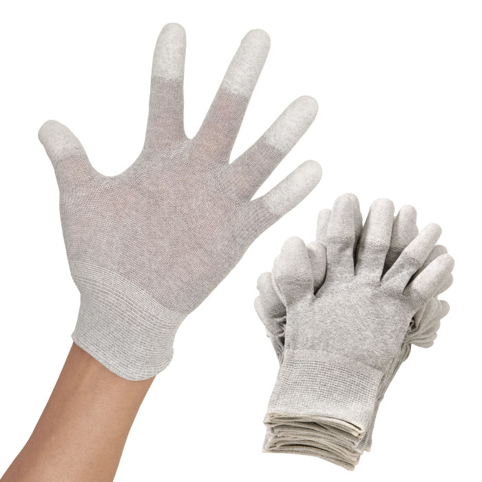 ホーザン(HOZAN) ESDグローブ 導電性手袋 静電気対策手袋 タブレット・スマホ対応 指先コート 10双入 サイズS F-66-S