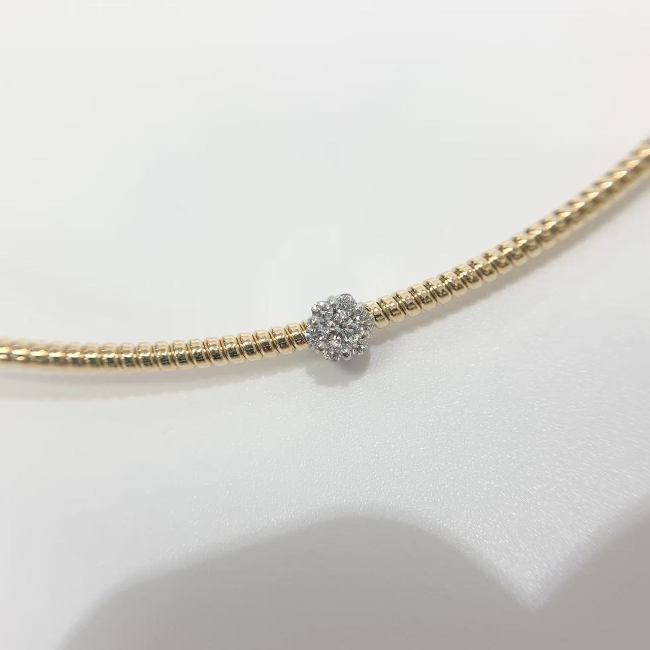 Rakuten - 【中古】チョーカー ネックレス　花モチーフ ダイヤモンド K18YGイエロゴールド 750