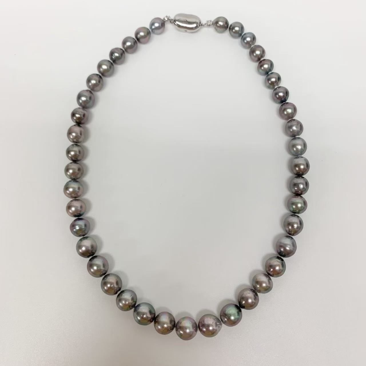 Silver - 【中古】ネックレス 黒蝶真珠パール 8mm-10.2mm シルバーグレイ　SILVER