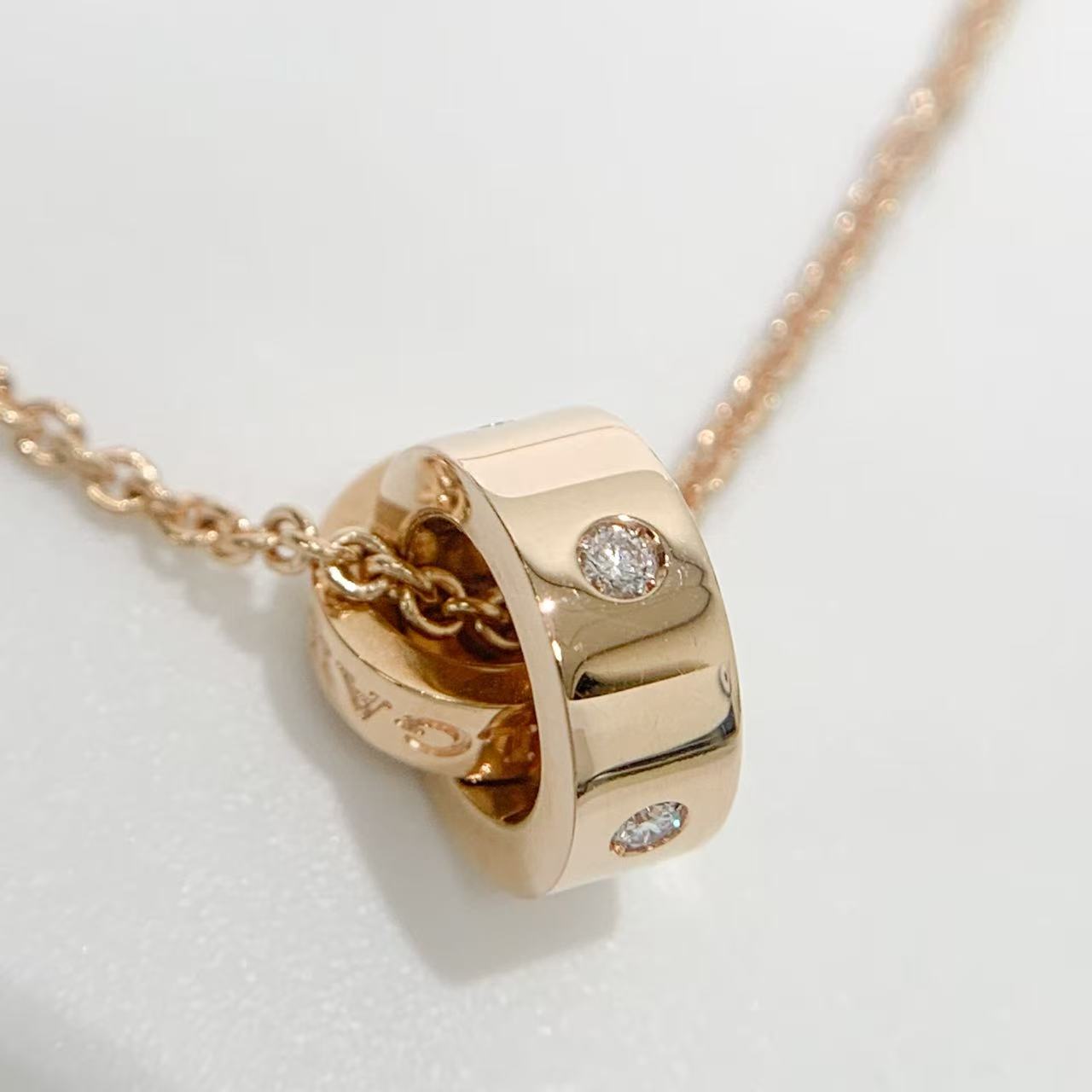 Rakuten - 【中古】ブルガリ BVLGARI ブルガリブルガリ ローマンソルベ ダイヤ 750 ネックレス K18 PG 保証書付