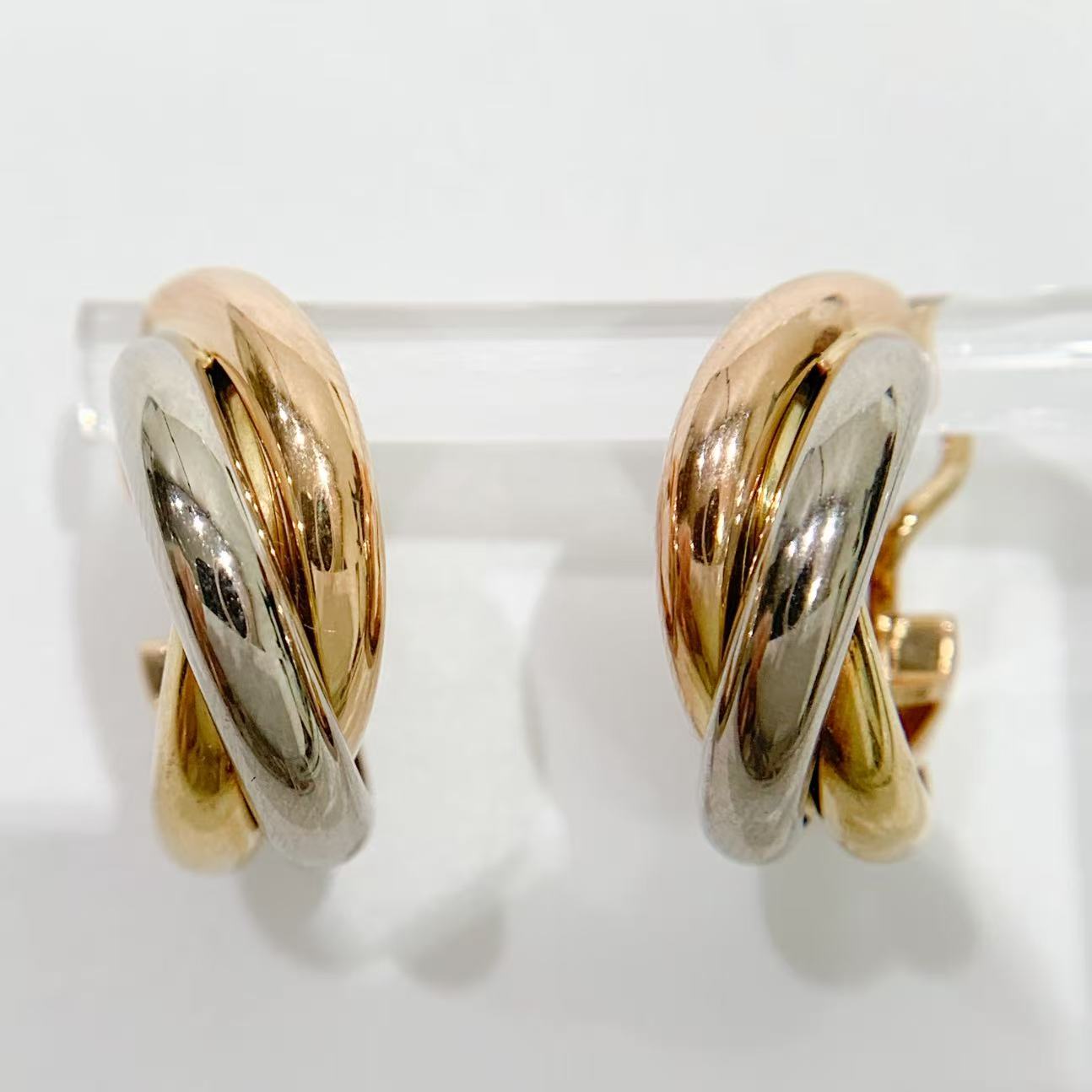 Rakuten - 【中古】カルティエ CARTIER トリニティ ピアス スリーカラー K18PG /K18WG /K18YG 750