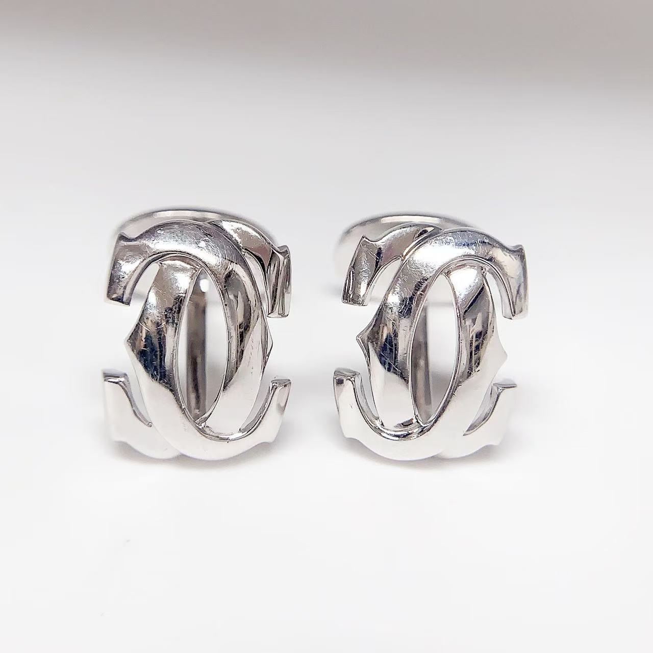 【中古】CARTIER カルティエ 2C 750 カフス K18 ホワイトゴールド