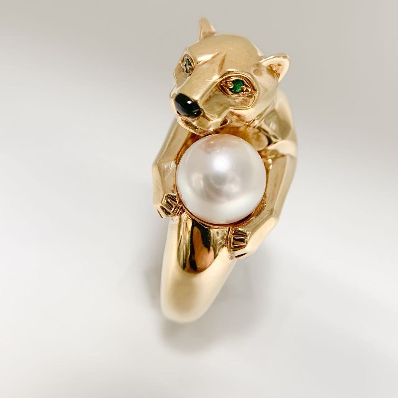 【中古】CARTIER カルティエ K18 パンテール ヴェドラ 750 パール エメラルド　オニキス ヒョウ 豹 ゴールド　保証書付