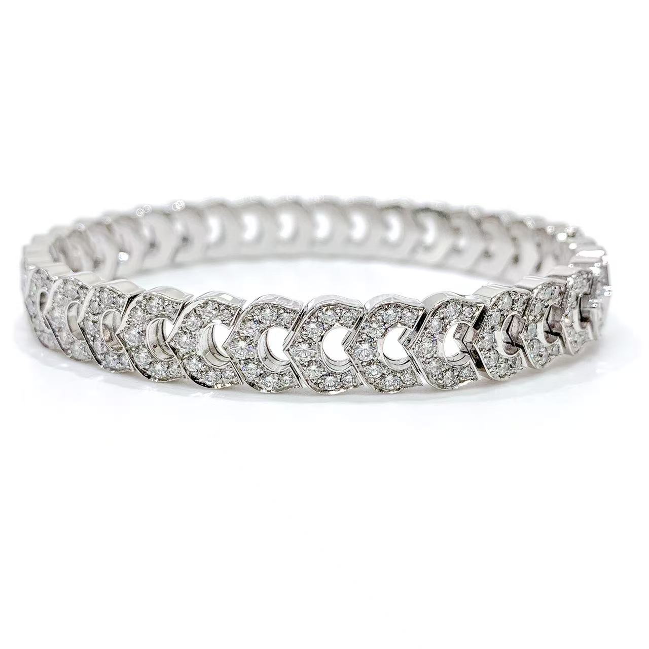 Rakuten - 【中古】 カルティエ CARTIER Cドゥカルティエ ブレスレット フルダイヤ K18WG ホワイトゴールド 750