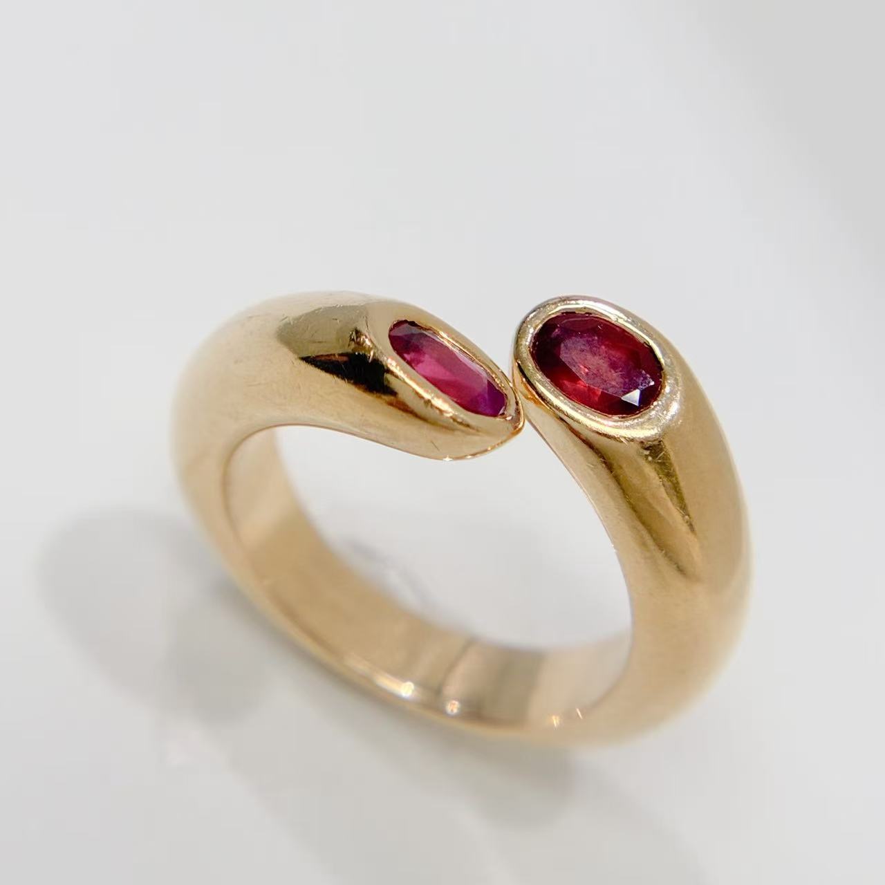 Rakuten - 【中古】カルティエ CARTIER エリプス ドゥテット リング　ルビー　K18 YG イエローゴールド　750