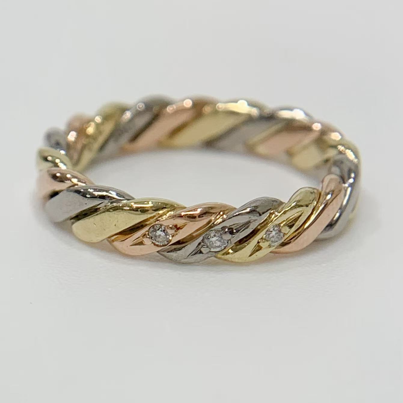 Rakuten - 【中古】ディオール DIOR ツイストリング 3P ダイヤモンド K18YG/K18WG/K18PG