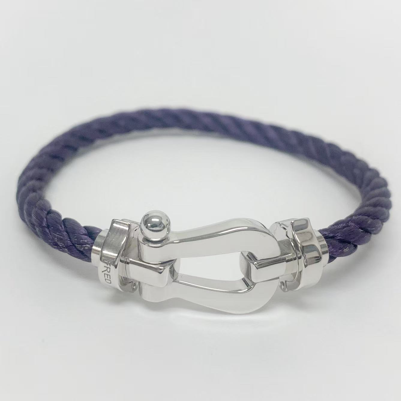Rakuten - 【中古】フレッド FRED フォース10 ラージモデル パープル×ホワイトゴールド K18WG ステンレスケーブル ブレスレット