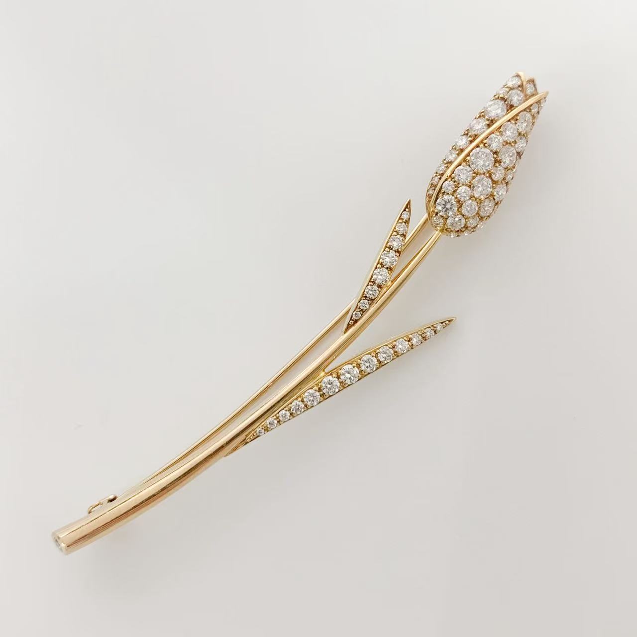 Rakuten - 【中古】GIMEL ギメル18K D1.340ct ダイヤモンド チューリップ フラワー ブローチ イエローゴールド
