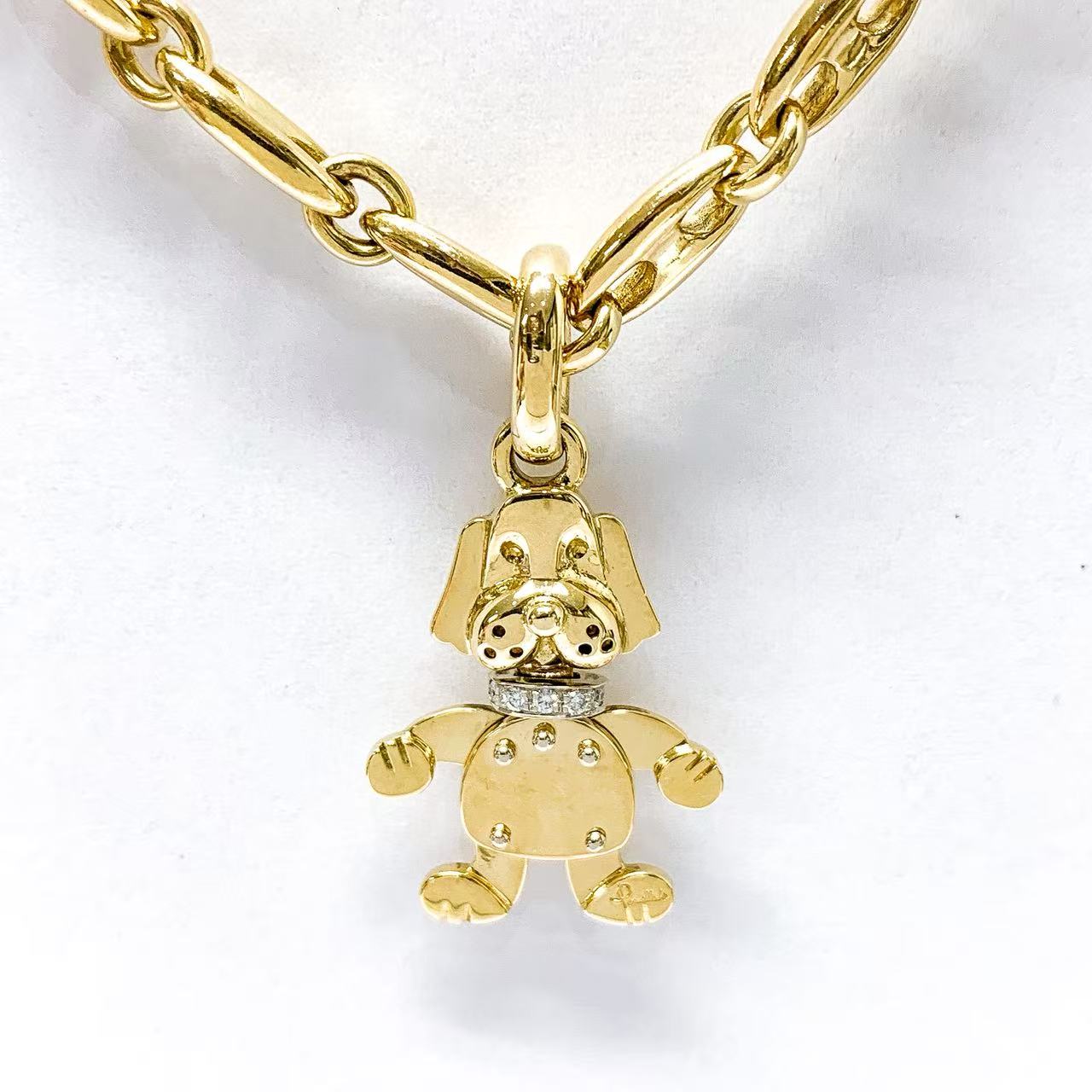 Rakuten - 【中古】Pomellato ポメラート ネックレス ドッグモチーフ　ダイヤモンド K18YG イエローゴールド 750