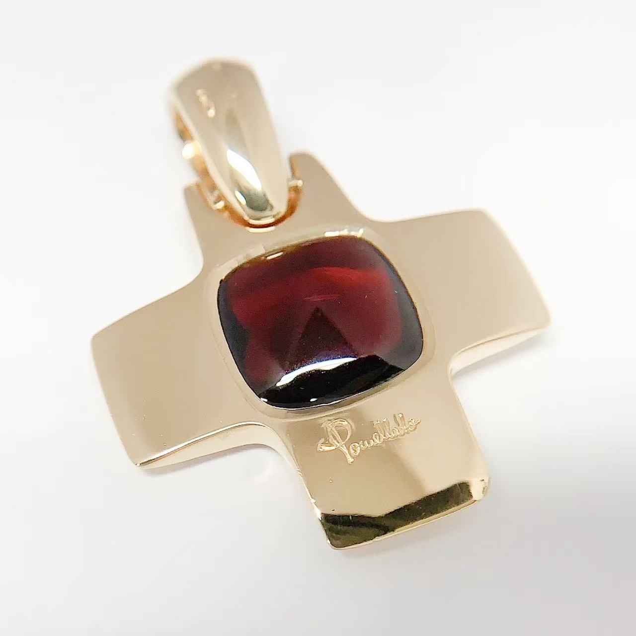 Rakuten - 【セールSALE】【中古】ポメラート Pomellato ペンダントトップ クロスモチーフ ガーネット K18YGイエローゴールド 750