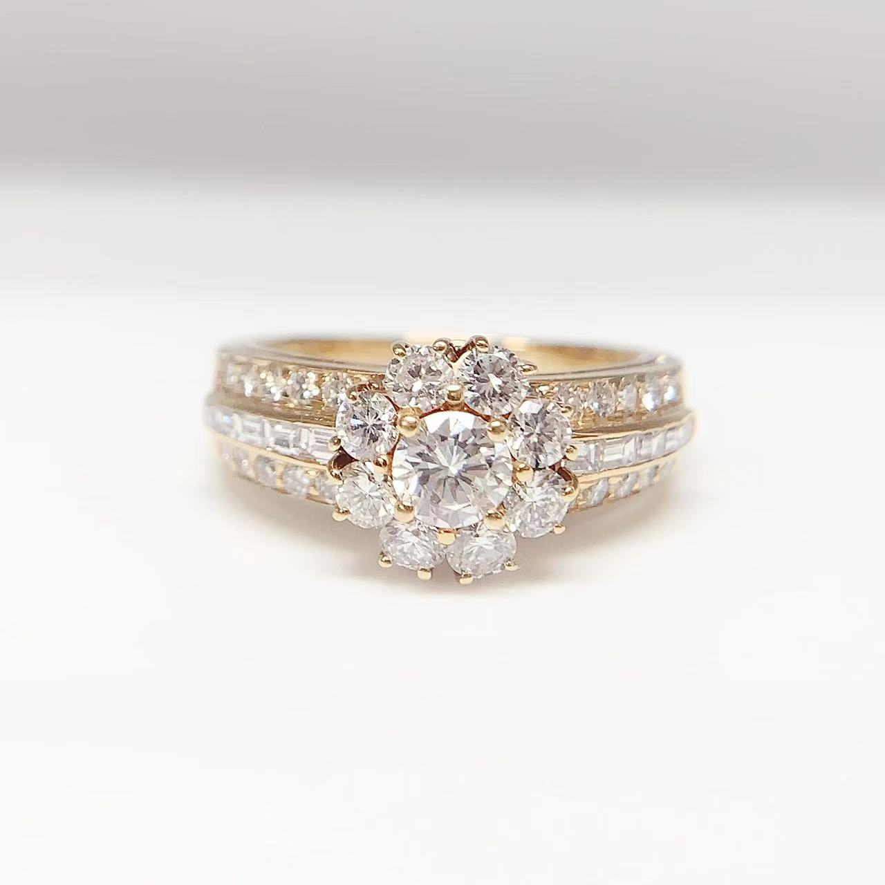 【中古】ヴァンクリーフ&アーペル Van Cleef & Arpels K18 フラワーダイヤリング イエローゴールド 750