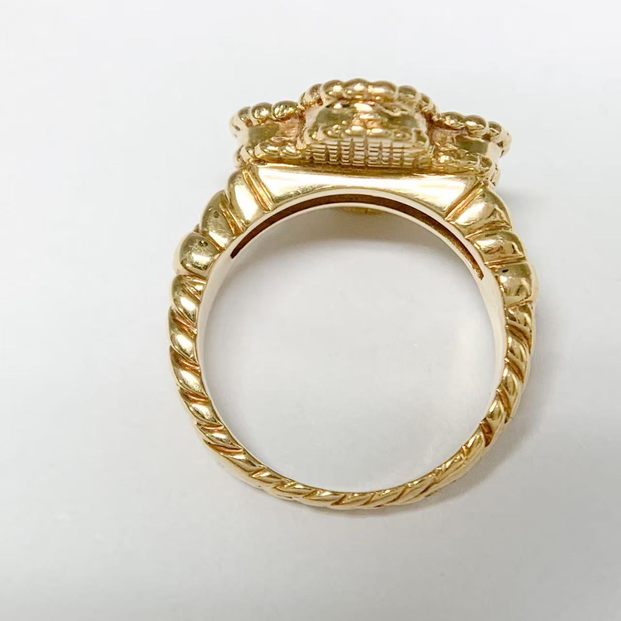 【セールSALE】【中古】ヴァン クリーフ&アーペル Van Cleef & Arpelsヴィンテージ アルハンブラ リング 750ダイヤモンド グリーン カルセドニー K18