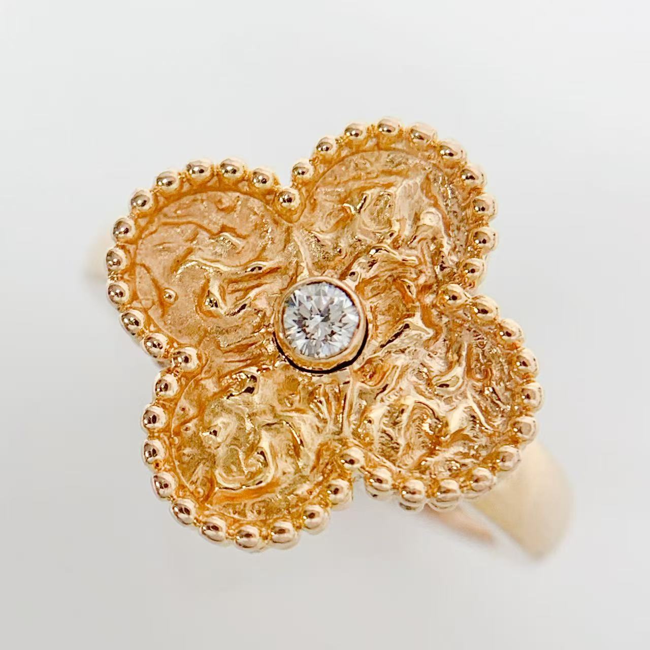 Rakuten - 【中古】ヴァン クリーフ&アーペル Van Cleef & Arpels リング　ヴィンテージ アルハンブラ ダイヤモンド1PD K18PG ピンクゴールド750
