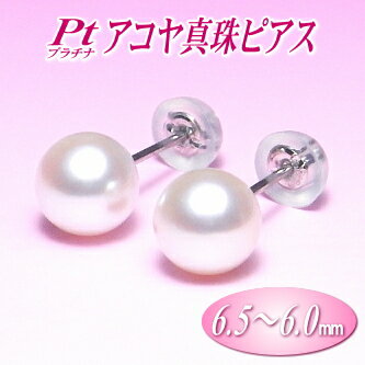 乐天商城 - Pt（プラチナ） アコヤ真珠 ピアス （6.5〜6.0ミリ）( 真珠 パール プラチナ あこや真珠 本真珠 )