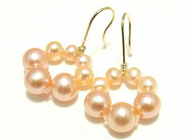 淡水真珠 ピアス K18イエローゴールド オレンジカラー ( 真珠 パール 淡水パール 真珠ピアス パールピアス フックピアス 18金 18k YG )