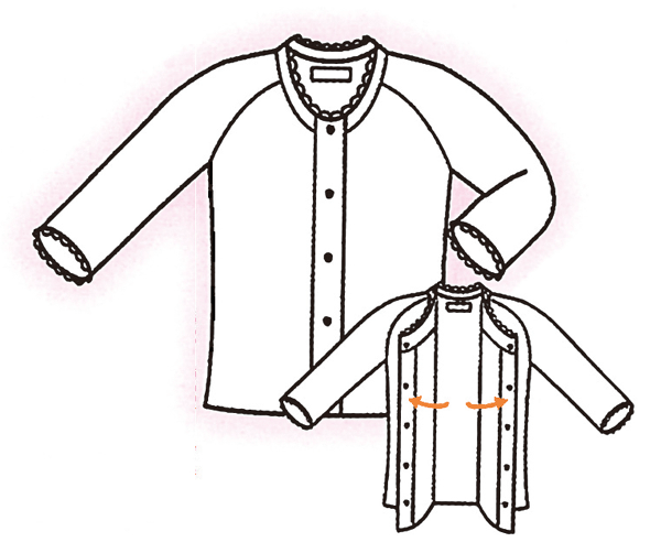 神戸生絲　ワンタッチ肌着　婦人用前開きスリーマ(七分袖)　No.50