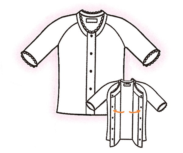 神戸生絲　ワンタッチ肌着　婦人用前開きスリーマ(五分袖・LLサイズ)　No.51