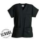 楽天ホスピマート＜メール便1個まで可能＞S.C.R.U.B.S スクラブズ UNISEX6ポケット スナップトップ（男女兼用スクラブ）ブラック Z1J15【XXS～L レディース メンズ ユニセックス 医療用スクラブ 白衣 メディカルウェア 制服 ユニフォーム 整体 歯科 SCRUBS】