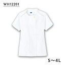 チュニック WH12201 ホワイト ホワイセル(WHISEL) 自重堂【白衣 看護師 ナース 制服 医療 無地 受付服 ノーカラー 半袖 パイピング おしゃれ かわいい】