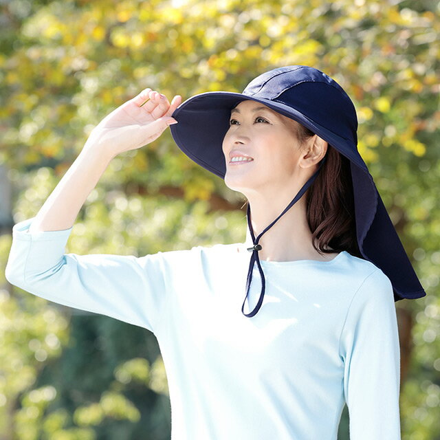 ＜メール便1個まで可能＞セルヴァン　首すじしっかりガード日よけ対策帽子【紫外線対策 日よけ帽子 日よけ対策 帽子 首まで】