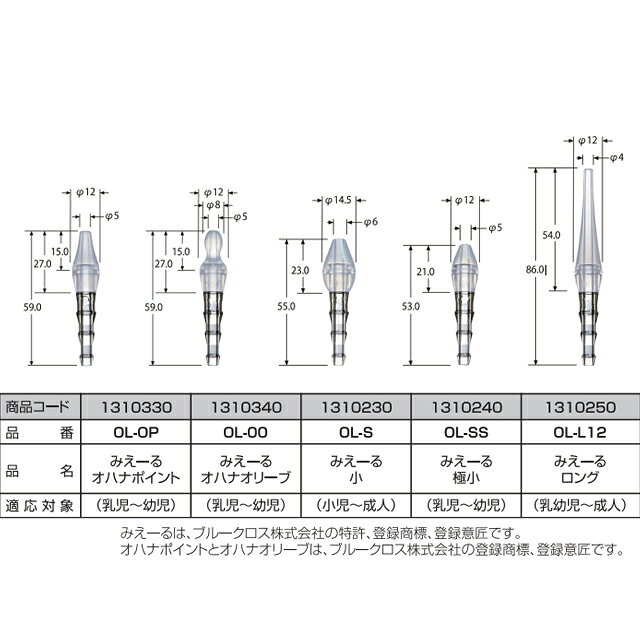 鼻水吸引用シリコンオリーブ管 みえーる OL-OP(オハナポイント)/OL-OO(オハナオリ...