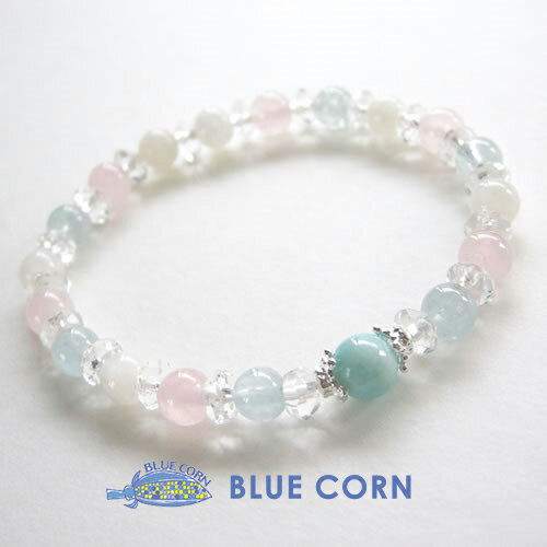 パワーストーン ブレスレット メンズ レディース 癒しのラリマー アクアマリン と ローズクォーツ & ムーンストーン ブレスレット パワ−スト