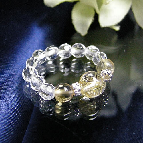 パワーストーン パワーストーンリングゴールデンルチルクォーツ&シトリン パワ−スト−ン 天然石 水晶メンズ レディース 癒し 浄化 幸運...