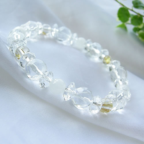 ブレスレット パワーストーン アゼツライト ゴールデンルチルクォーツ ヒマラヤ水晶 【幸運と金運を呼び込むブレスレット】天然石 幸運 お守り 占い ホワイト レ...