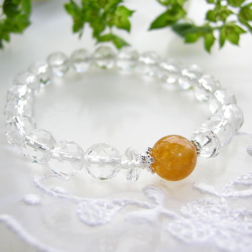 ブレスレット パワーストーン アゼツライト 水晶 【ヒマラヤンゴールドアゼツライトと水晶のブレスレット】天然石 幸運 運勢UP お守り 占い ゴールド レディー...