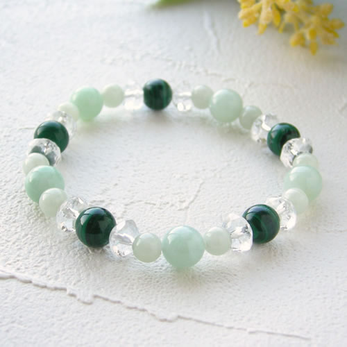 パワーストーン ブレスレット メンズ レディース ビルマ翡翠 & マラカイト ブレスレット 天然石 水晶 癒し 浄化 幸運 開運 金運 恋愛運 魔除け 対人運 ...