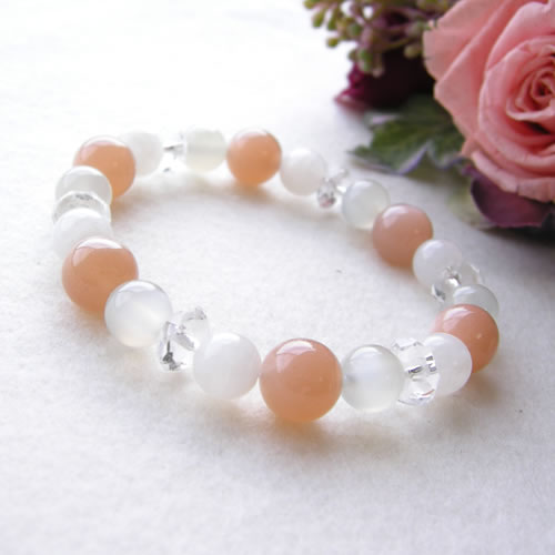 パワーストーン ブレスレット メンズ レディース スリー ムーンストーン ブレスレット! パワ−スト−ン 天然石 水晶 癒し 浄化 幸運...