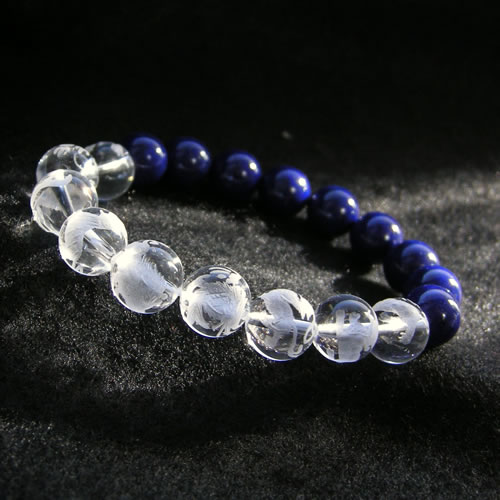 パワーストーン ブレスレット メンズ レディース 最強の風水の組み合わせ! 龍生九子水晶 & 高品質(5A) ラピスラズリ ブレスレット パワ−スト...