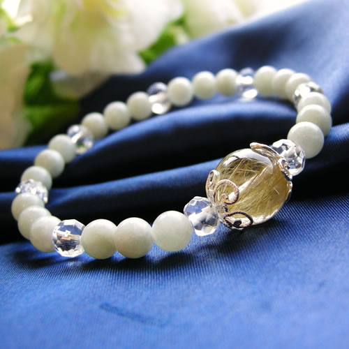 パワーストーン ブレスレット メンズ レディース 12ミリ球!ゴールデンルチルクォーツ & 翡翠 ブレスレット パワ−スト−ン 天然石 ...