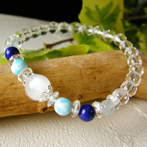 パワーストーン ブレスレット メンズ レディース 高品質 ブルームーンストーン と ラリマー ラピスラズリ & アクアマリン ブレスレット パワ−ス...
