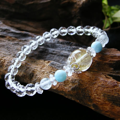 パワーストーン ブレスレット メンズ レディース 高品質!12ミリ球!金運アップのゴールデンルチルクォーツ と 癒しの ラリマー & アクアマリン ブレスレット...