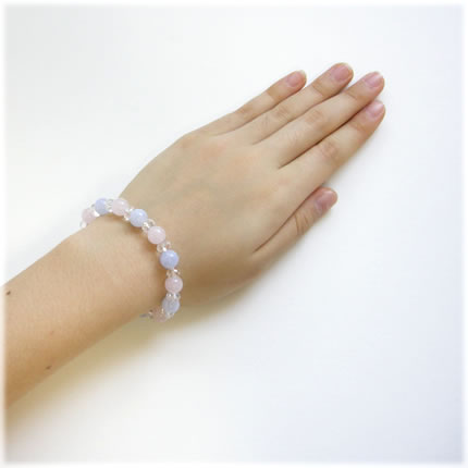 パワーストーン ブレスレット メンズ レディース ブルーレース&ローズクォーツブレスレット パワ−スト−ン 天然石 水晶 癒し 浄化 幸...