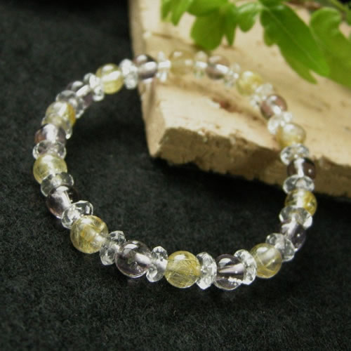 ゴールデンルチルクォーツ ラベンダー アメジスト 水晶 ブレスレット パワーストーン 天然石【金運 仕事運 UP 高品質 ゴールデンルチルクォーツ と ラベンダ...