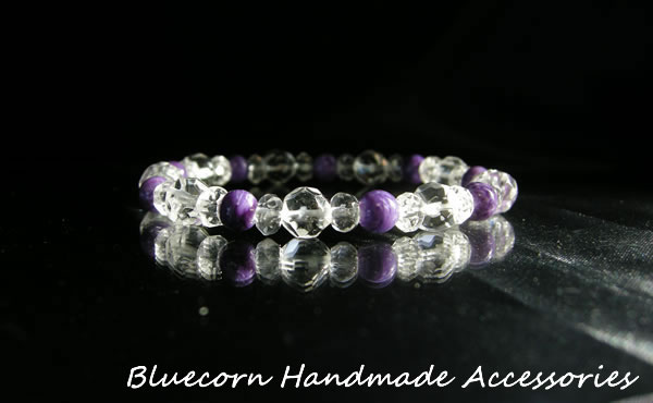 パワーストーン ブレスレット メンズ レディース 天然石 ブレスレット多面カットヒマラヤ水晶 と チャロアイト ブレスレット パワ−スト−...