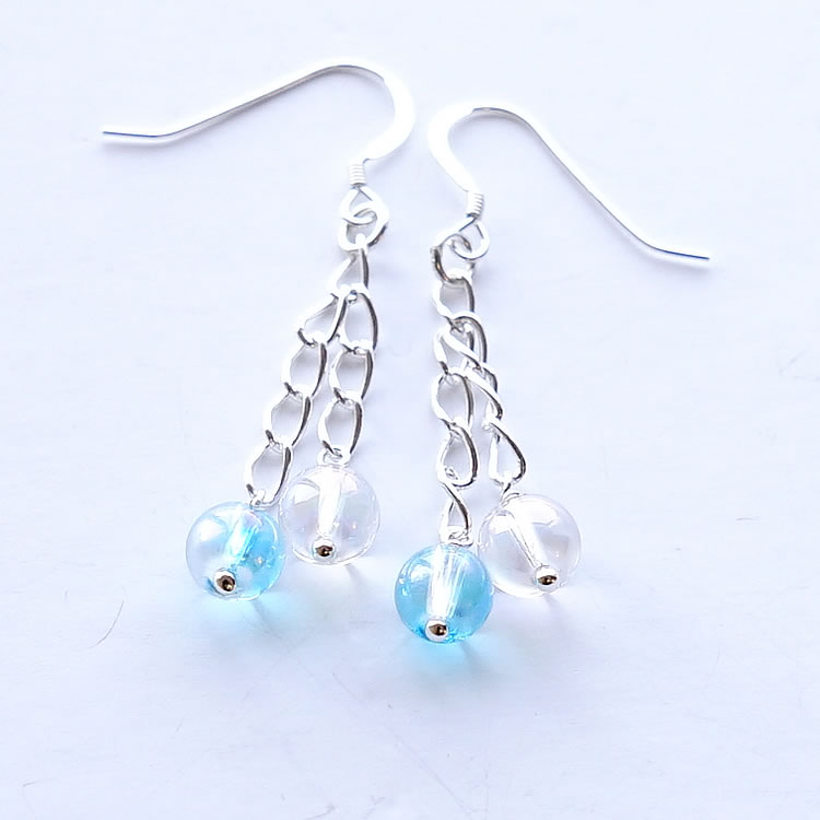 水晶 アクアオーラ レインボーオーラ シルバー925 ピアス 天然石 パワーストーン 【キラキラとしたかわいい輝き放つ 2つのオーラ水晶のピアス】揺れる フック...